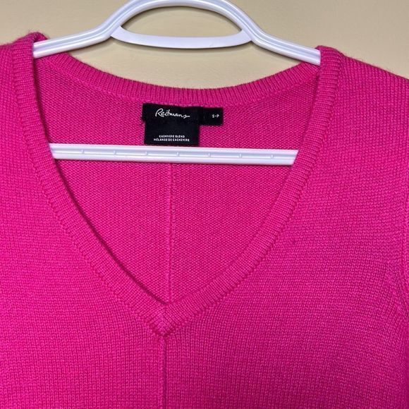 Reitmans Fuchsia Pink Cashmere Blend V-Neck Sweater Women’s Small Petite - Picture 2 of 7